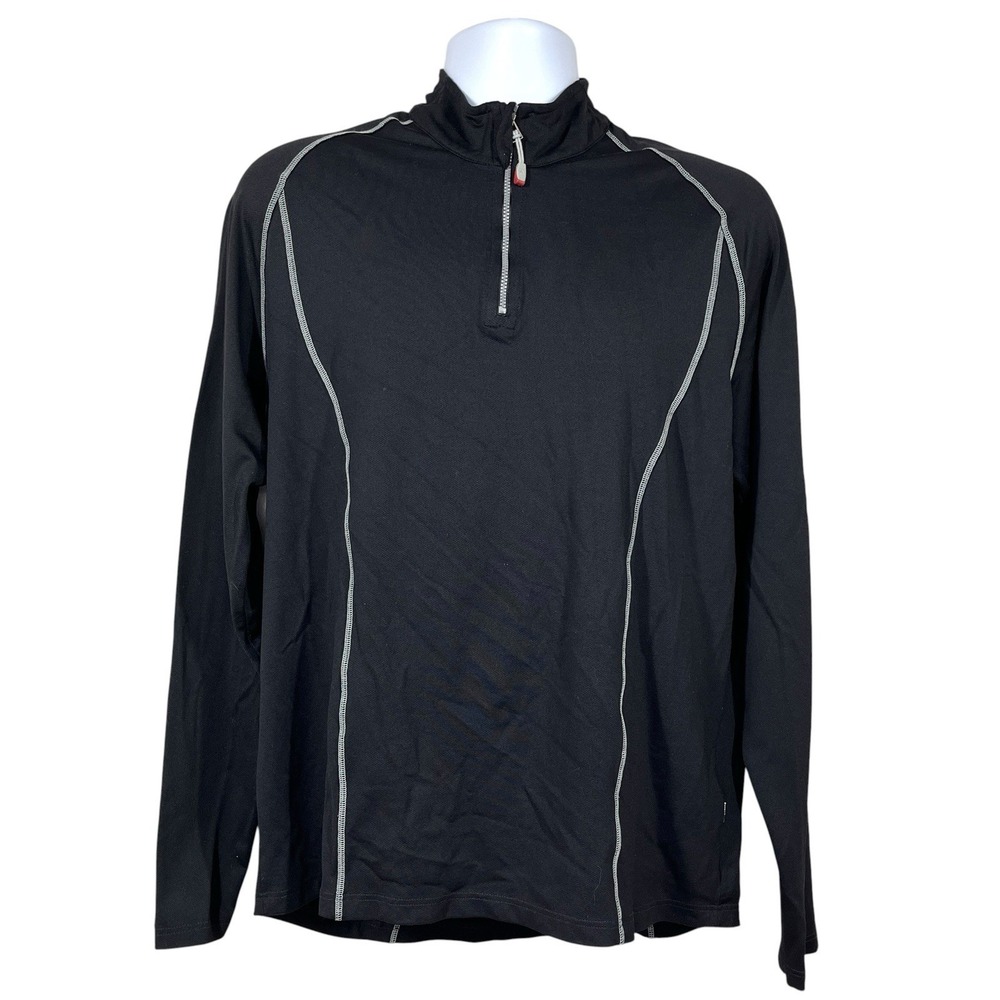 Zegna Sport 1/4 Zip Pullover Mens L Black Luxury Performance Casual Golf Preppy